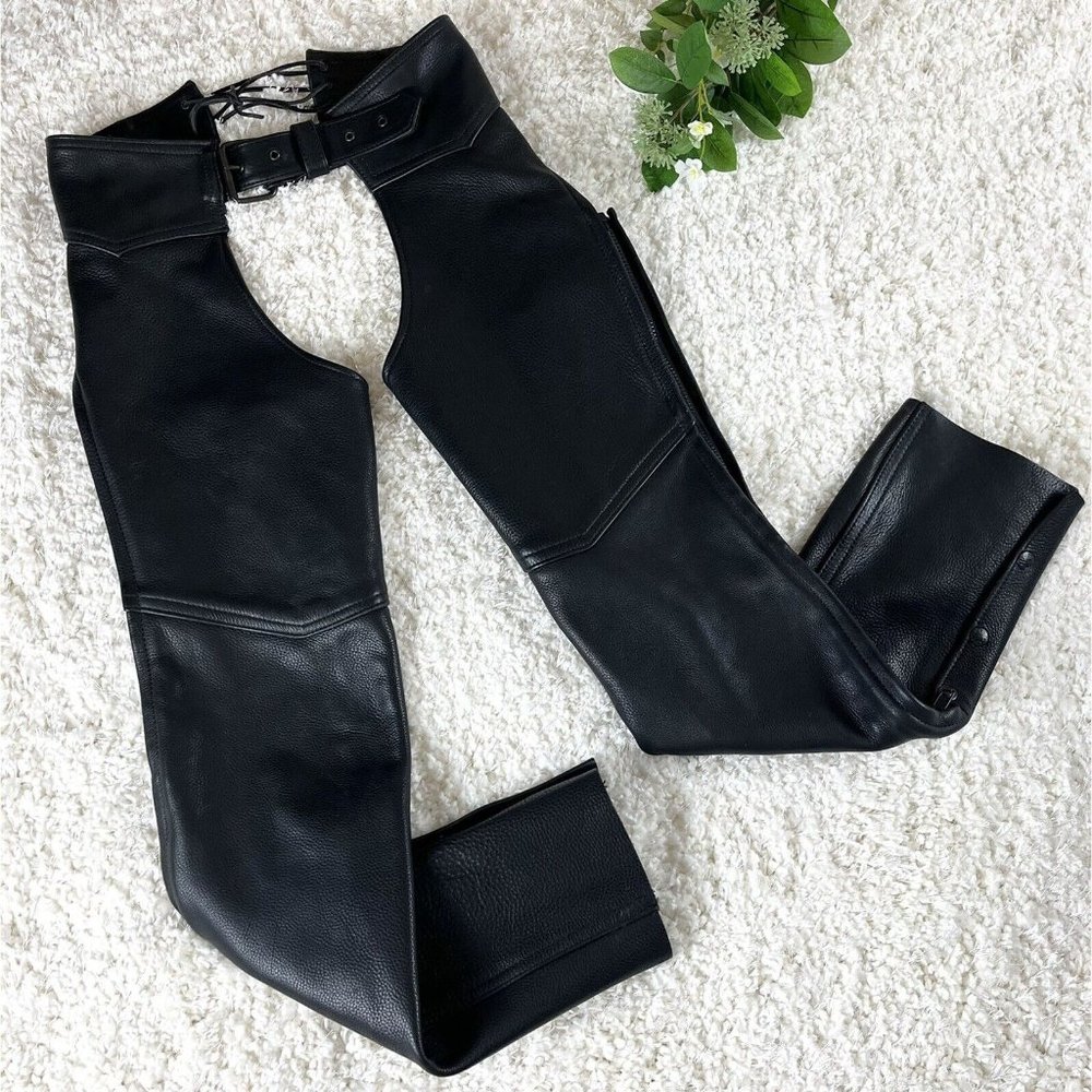 Leather Chaps Unbranded USA Made Snap Zip Adult Size Small **see measurements